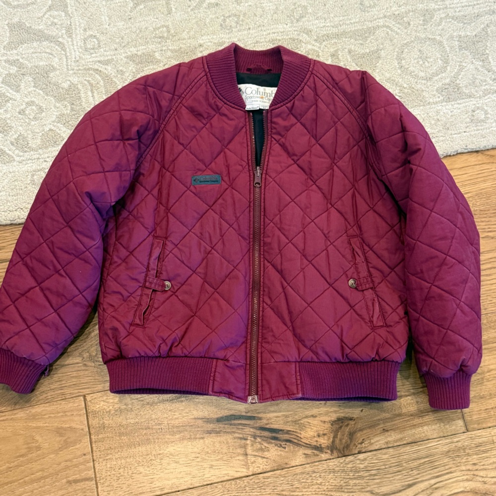 Columbia Vintage Quilted Bomber Jacket - Burgundy